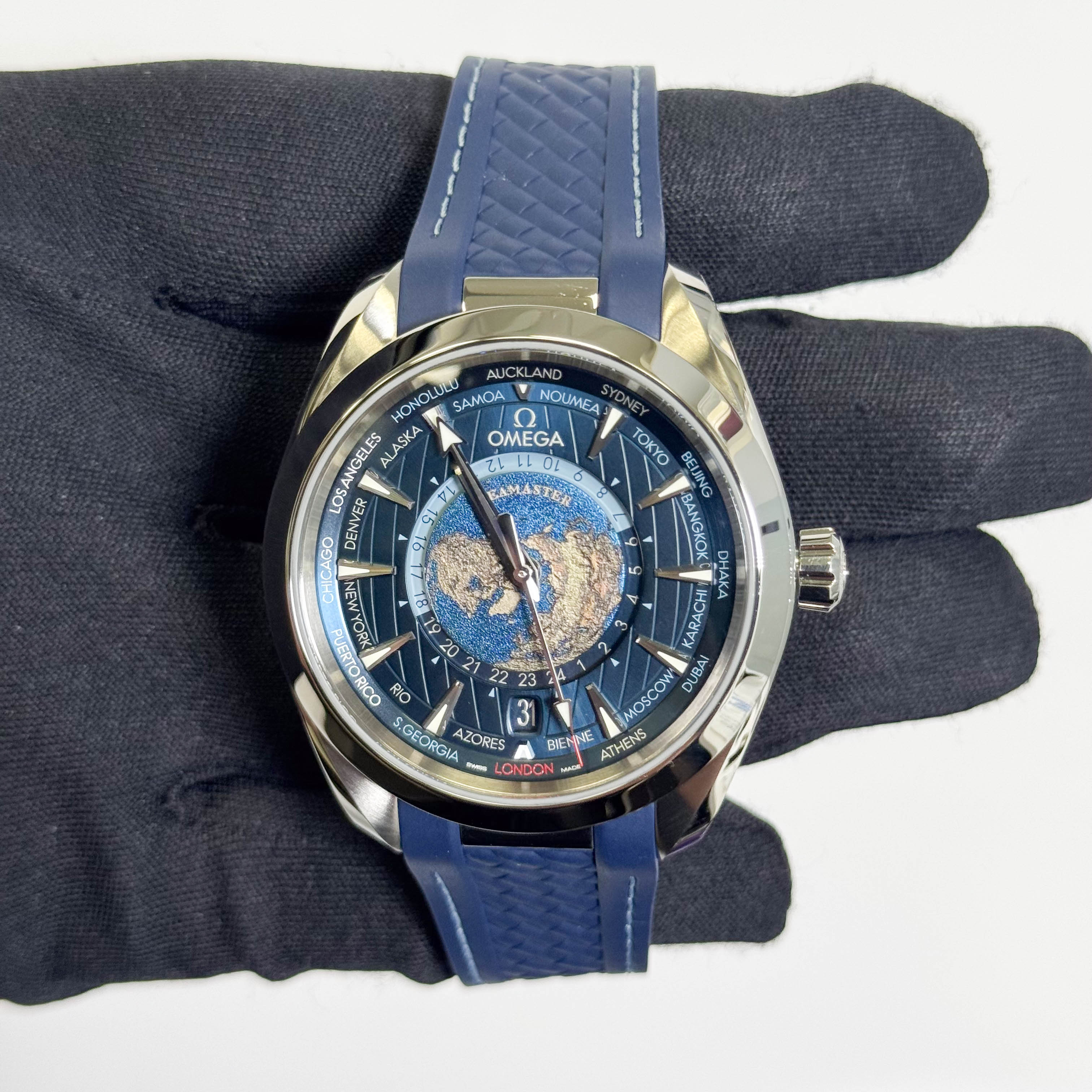 Omega Speedmaster Aquatimer 43mm Blue Earth Dial Watch Ref# 220.12.43.22.03.001 - Happy Jewelers Fine Jewelry Lifetime Warranty