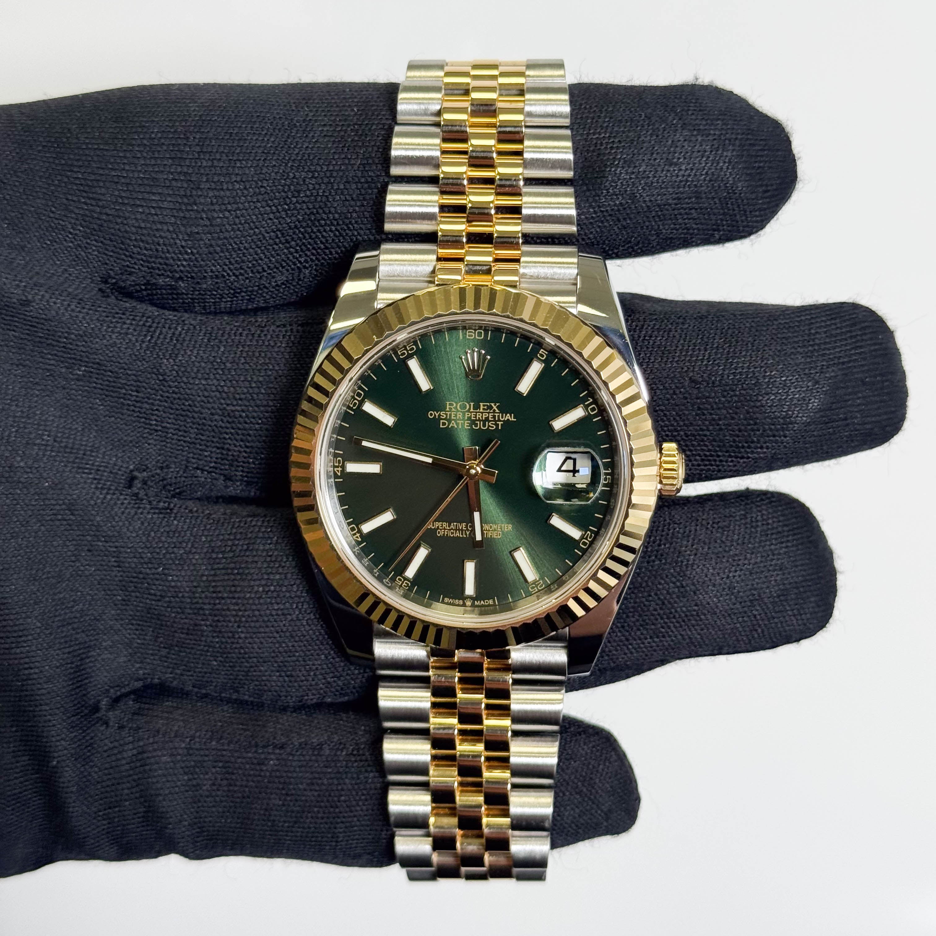 Rolex Datejust 41mm Custom Green Dial Watch Ref# 126333 - Happy Jewelers Fine Jewelry Lifetime Warranty