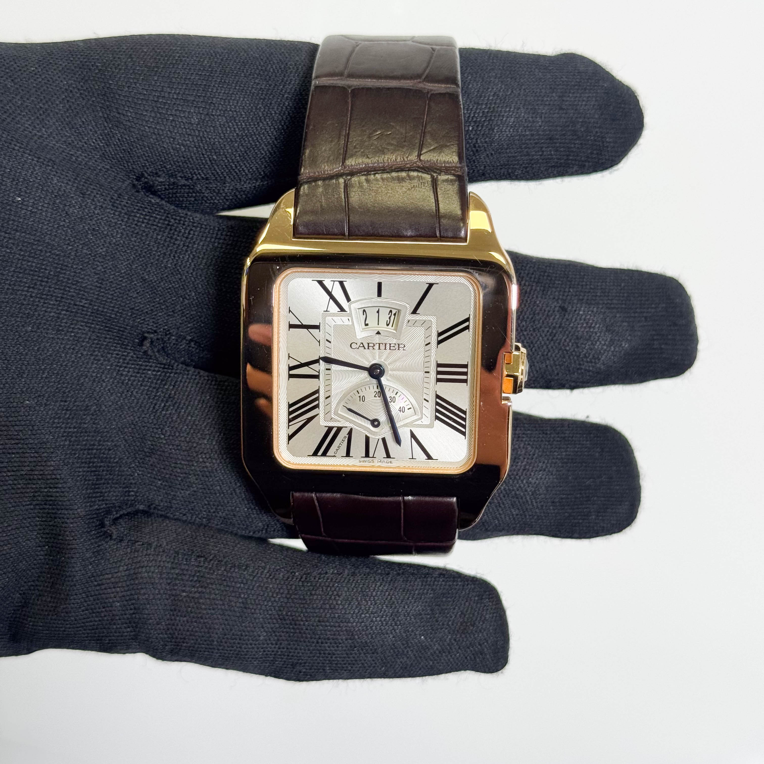 Cartier Santos Dumont 38mm Silver Roman Dial Watch Ref# W2020067 - Happy Jewelers Fine Jewelry Lifetime Warranty