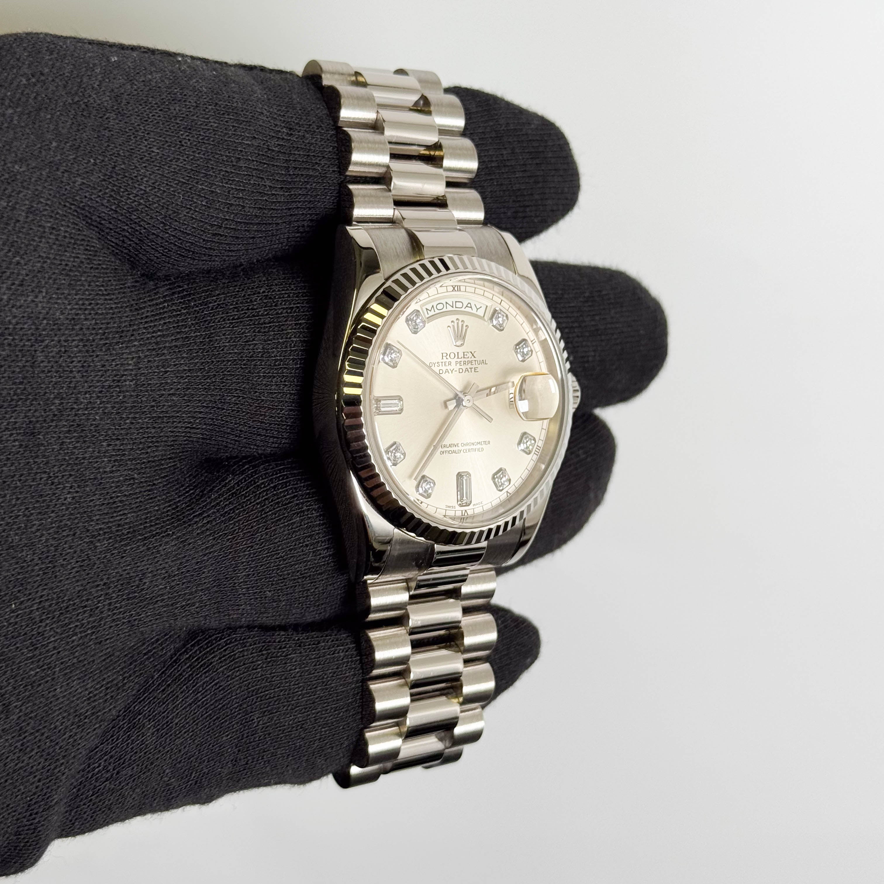 Rolex Day-Date 36mm Silver Dial Watch Ref# 118239