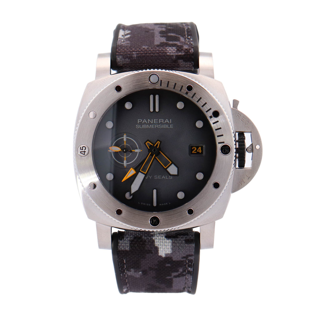 Panerai Luminor Submersible Gmt Stainless Steel 44mm Grey Dot Dial Watch Reference# PAM01323 - Happy Jewelers Fine Jewelry Lifetime Warranty