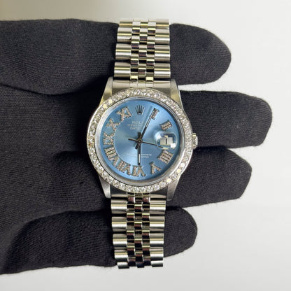 Rolex Datejust 36mm Custom Blue Dial Watch Ref# 16234