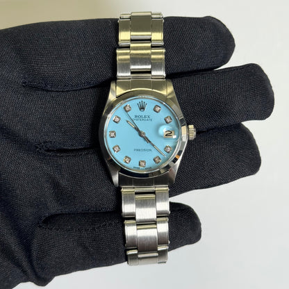Rolex Oysterdate 31mm Turquoise Dial Watch Ref# 6466 - Happy Jewelers Fine Jewelry Lifetime Warranty