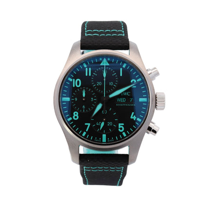IWC Pilot Chronograph Titanium 41mm  Black Arabic Dial Watch Reference #: IW388108 - Happy Jewelers Fine Jewelry Lifetime Warranty