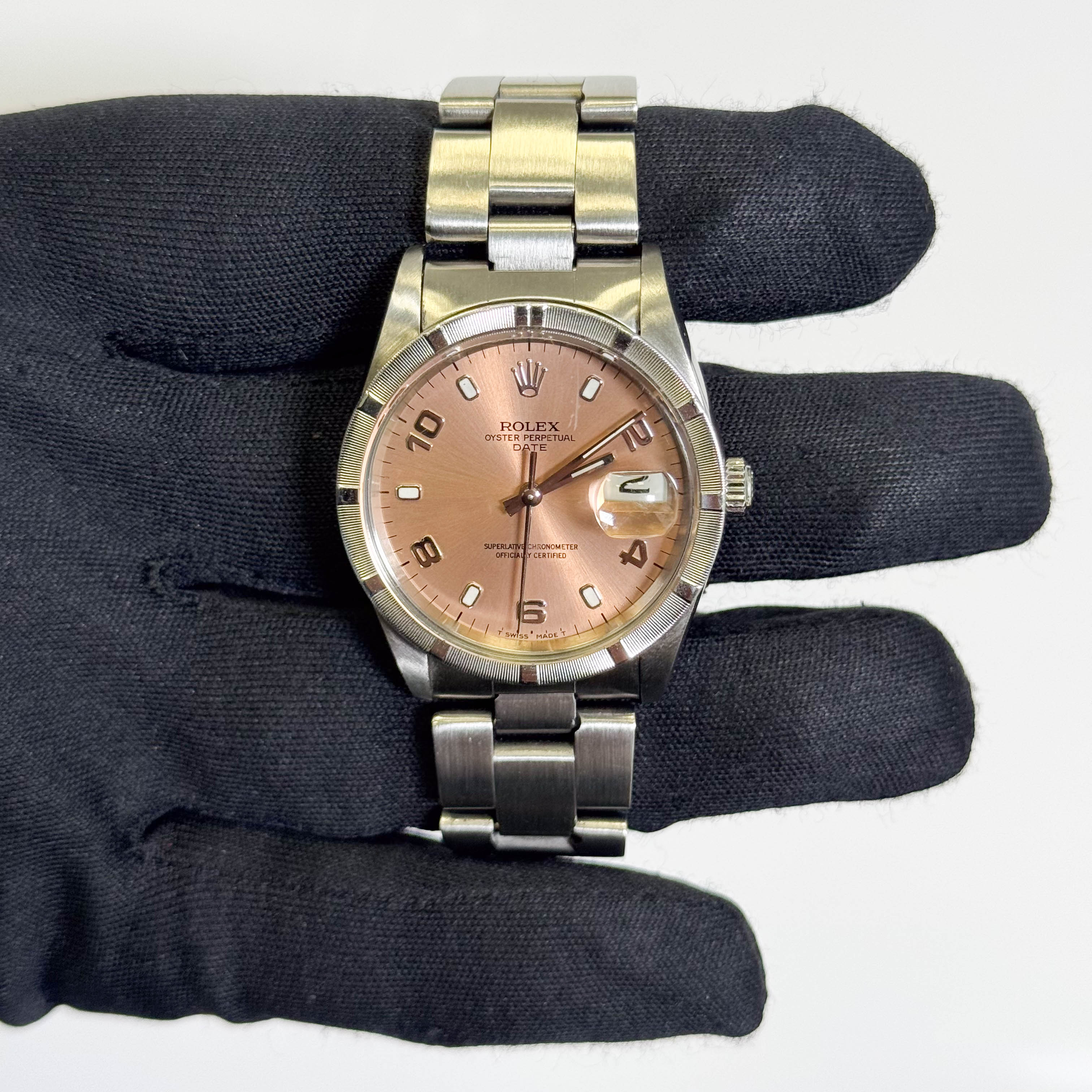 Rolex Oyster Perpetual Date 34mm Pink Dial Watch Ref# 15210 - Happy Jewelers Fine Jewelry Lifetime Warranty