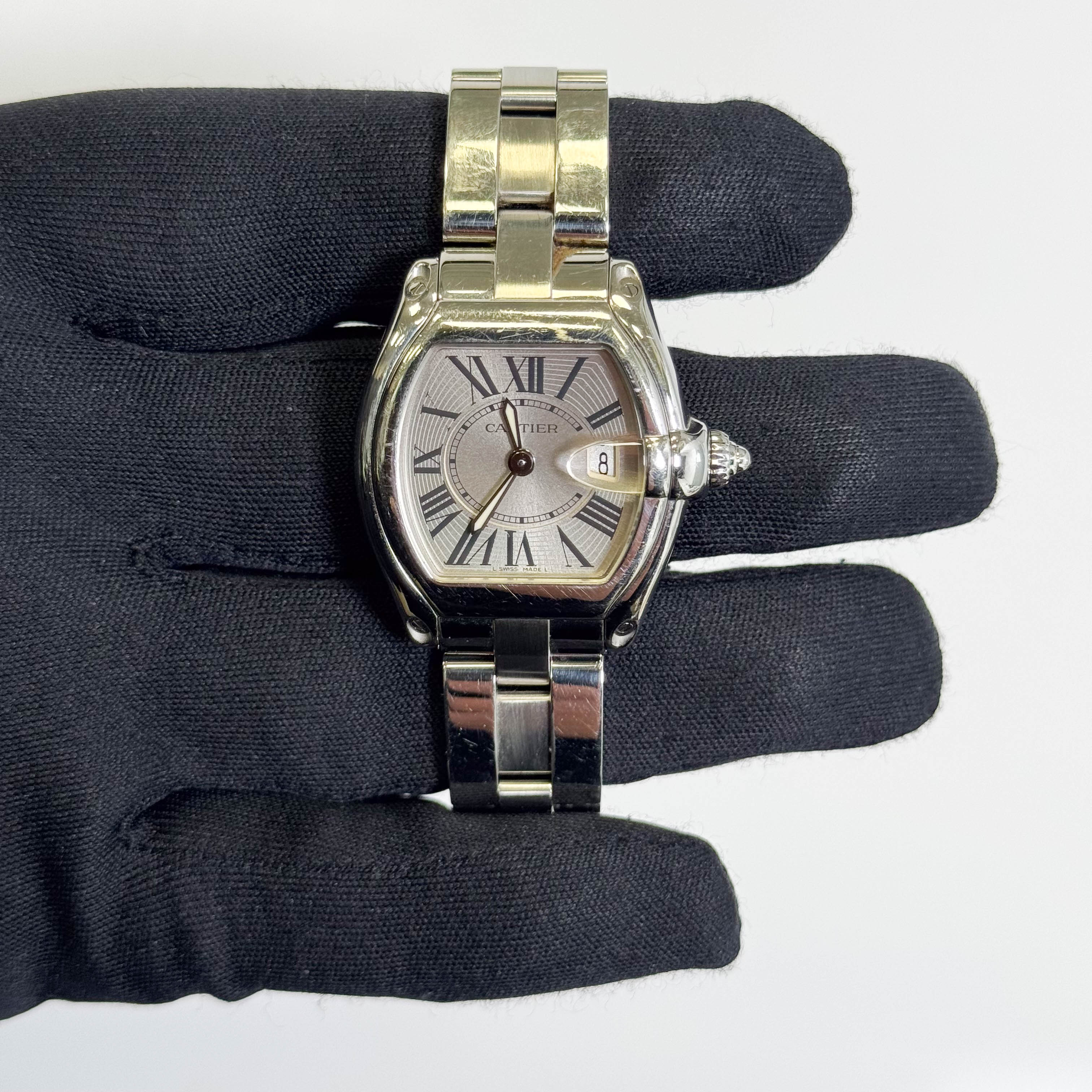 Cartier Roadster Stainless Steel 31mm Silver Dial Watch Ref# W62016V3 - Happy Jewelers Fine Jewelry Lifetime Warranty