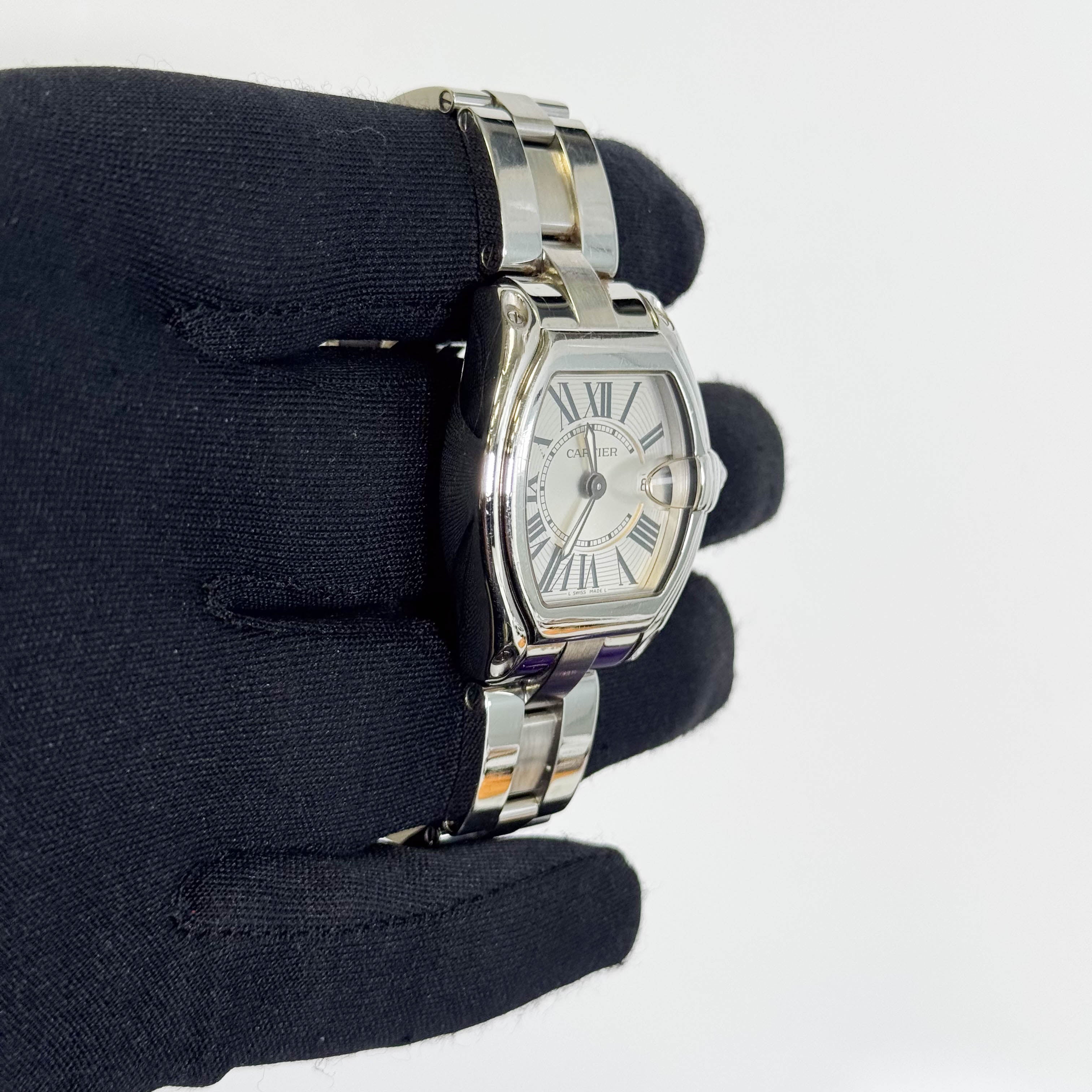 Cartier Roadster Stainless Steel 31mm Silver Dial Watch Ref# W62016V3 - Happy Jewelers Fine Jewelry Lifetime Warranty