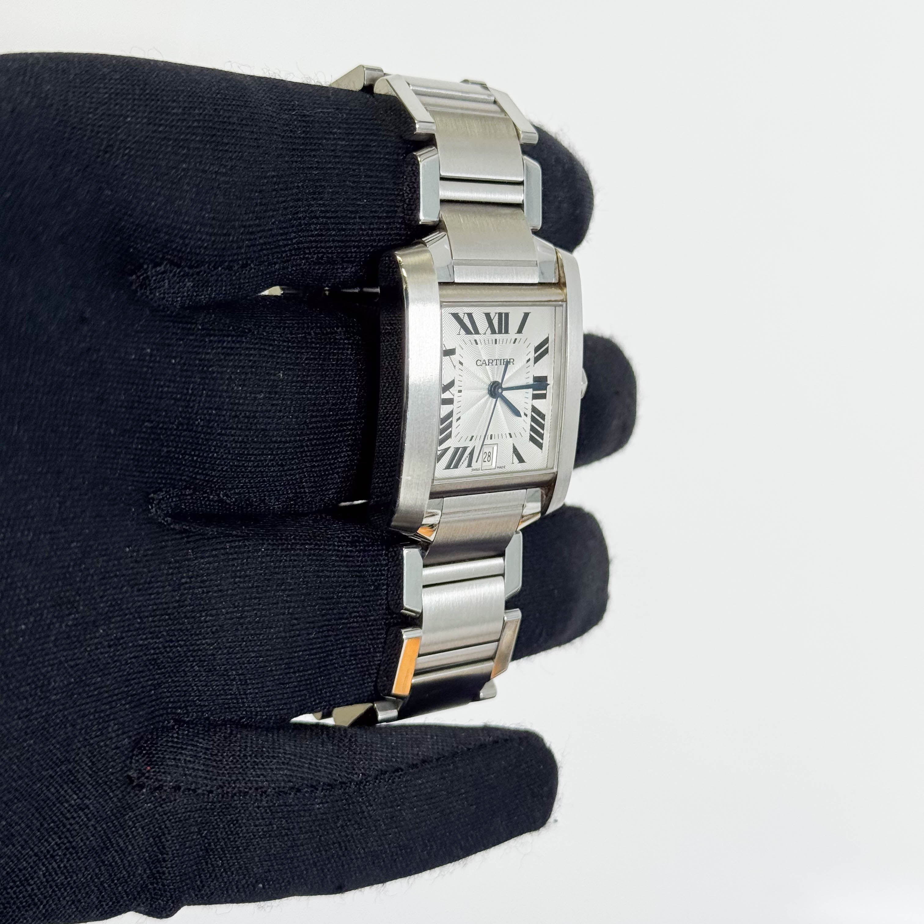 Cartier Tank Française Stainless Steel 28mm White Dial Watch Ref# W51002Q3 - Happy Jewelers Fine Jewelry Lifetime Warranty