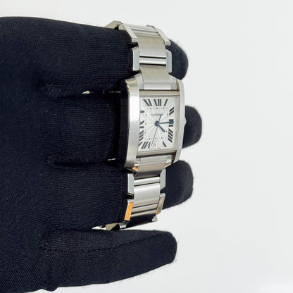 Cartier Tank Française Stainless Steel 28mm White Dial Watch Ref# W51002Q3 - Happy Jewelers Fine Jewelry Lifetime Warranty