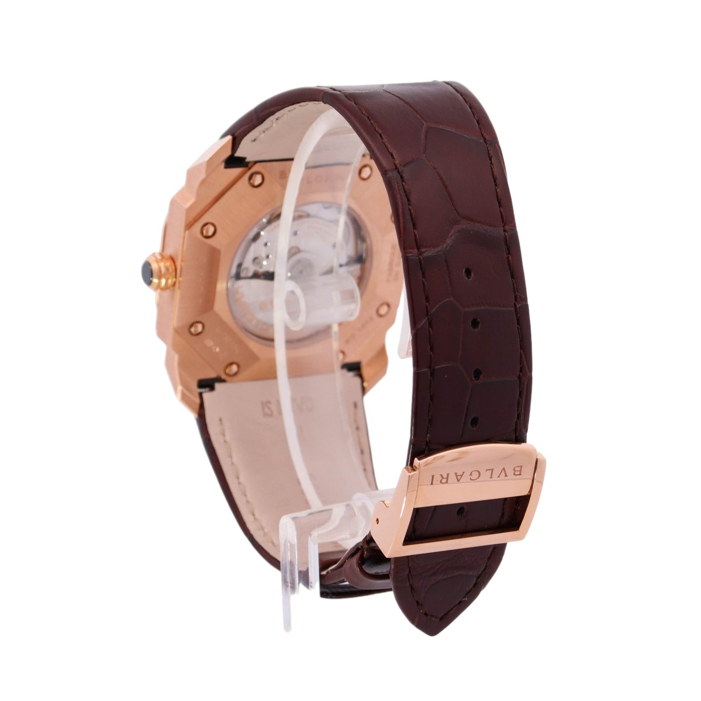 Bvlgari Octo Rose Gold 41mm Brown Arabic & Stick Watch Reference# 102250 - Happy Jewelers Fine Jewelry Lifetime Warranty