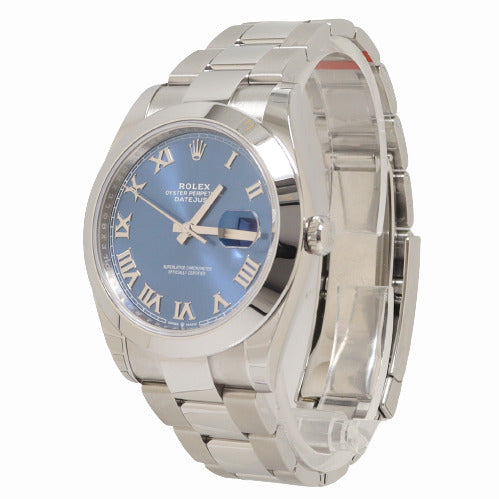Rolex Men's Datejust Stainless Steel 41mm Blue Roman Dial Watch Reference# 126300 - Happy Jewelers Fine Jewelry Lifetime Warranty