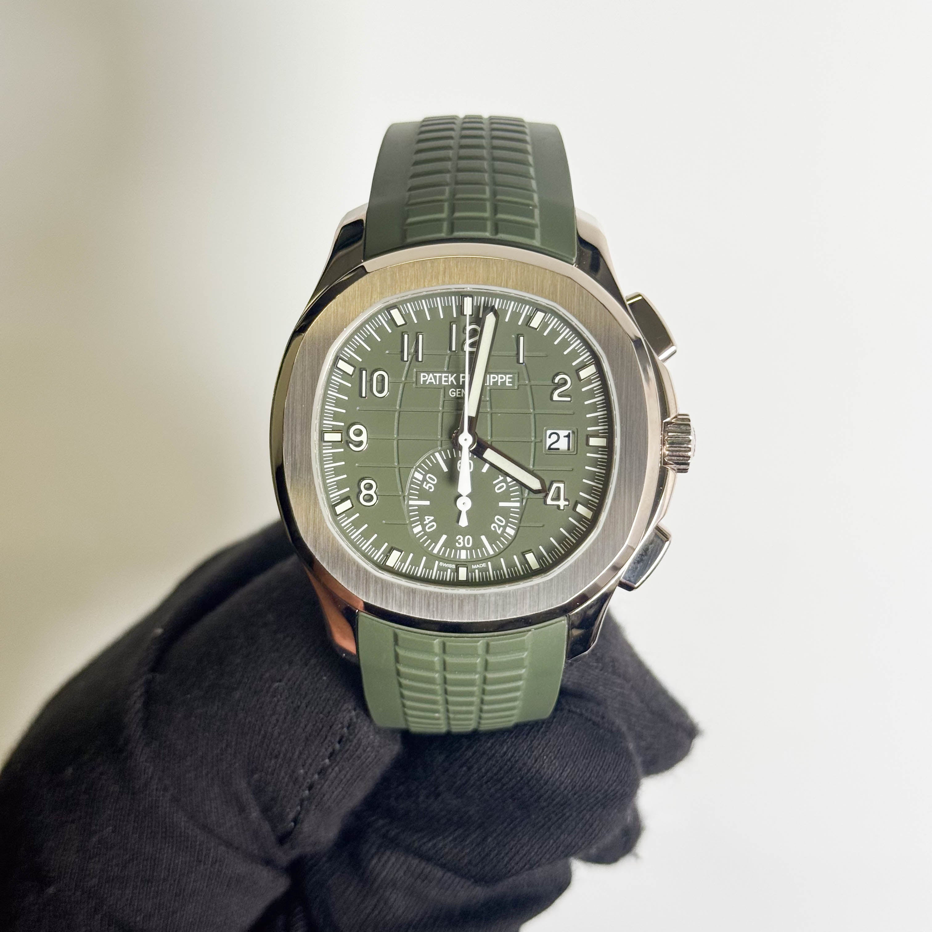 Patek Philippe Aquanaut 42mm Green Dial Watch Ref# 5968G-010
