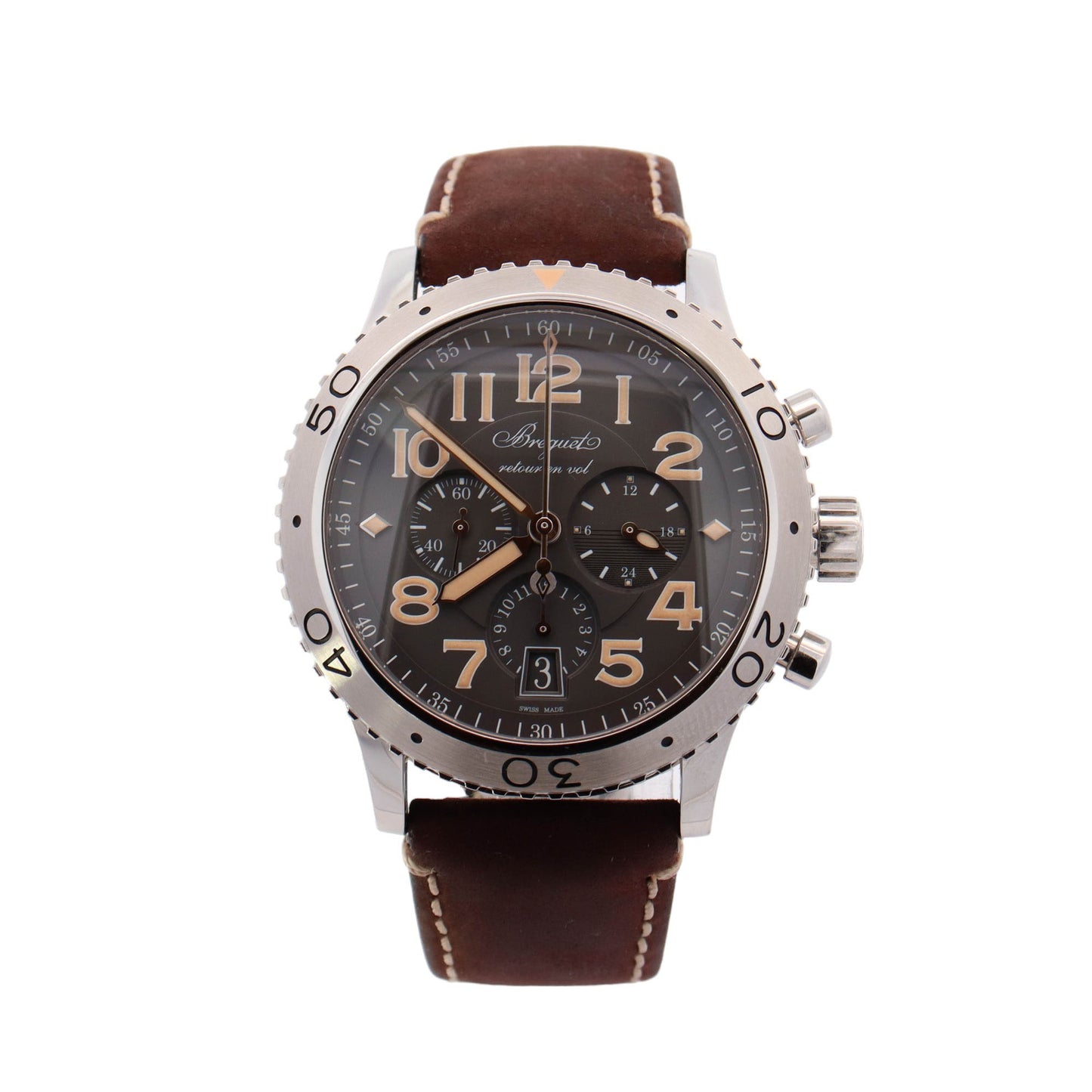 Breguet Type XXI Stainless Steel 42mm Grey Chronograph Dial Watch Reference #: 3817ST - Happy Jewelers Fine Jewelry Lifetime Warranty