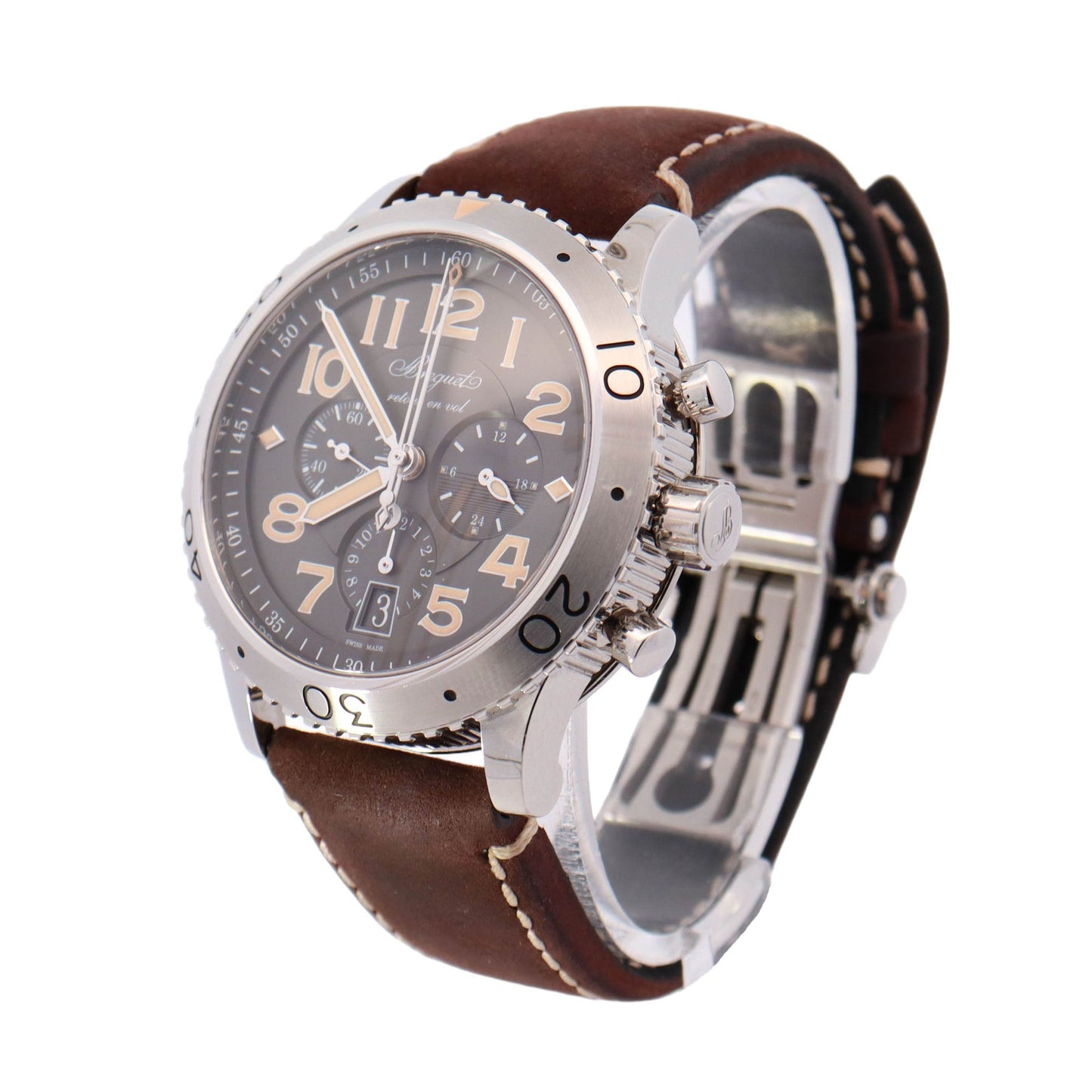 Breguet Type XXI Stainless Steel 42mm Grey Chronograph Dial Watch Reference #: 3817ST - Happy Jewelers Fine Jewelry Lifetime Warranty