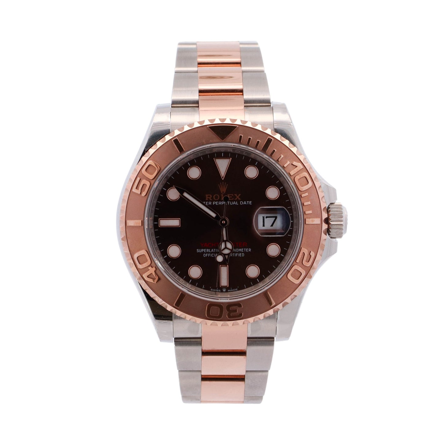 Rolex Yacht Master Two Tone Stainless Steel & Rose Gold 40mm Chocolate Dot Dial Watch Reference# 126621 - Happy Jewelers Fine Jewelry Lifetime Warranty