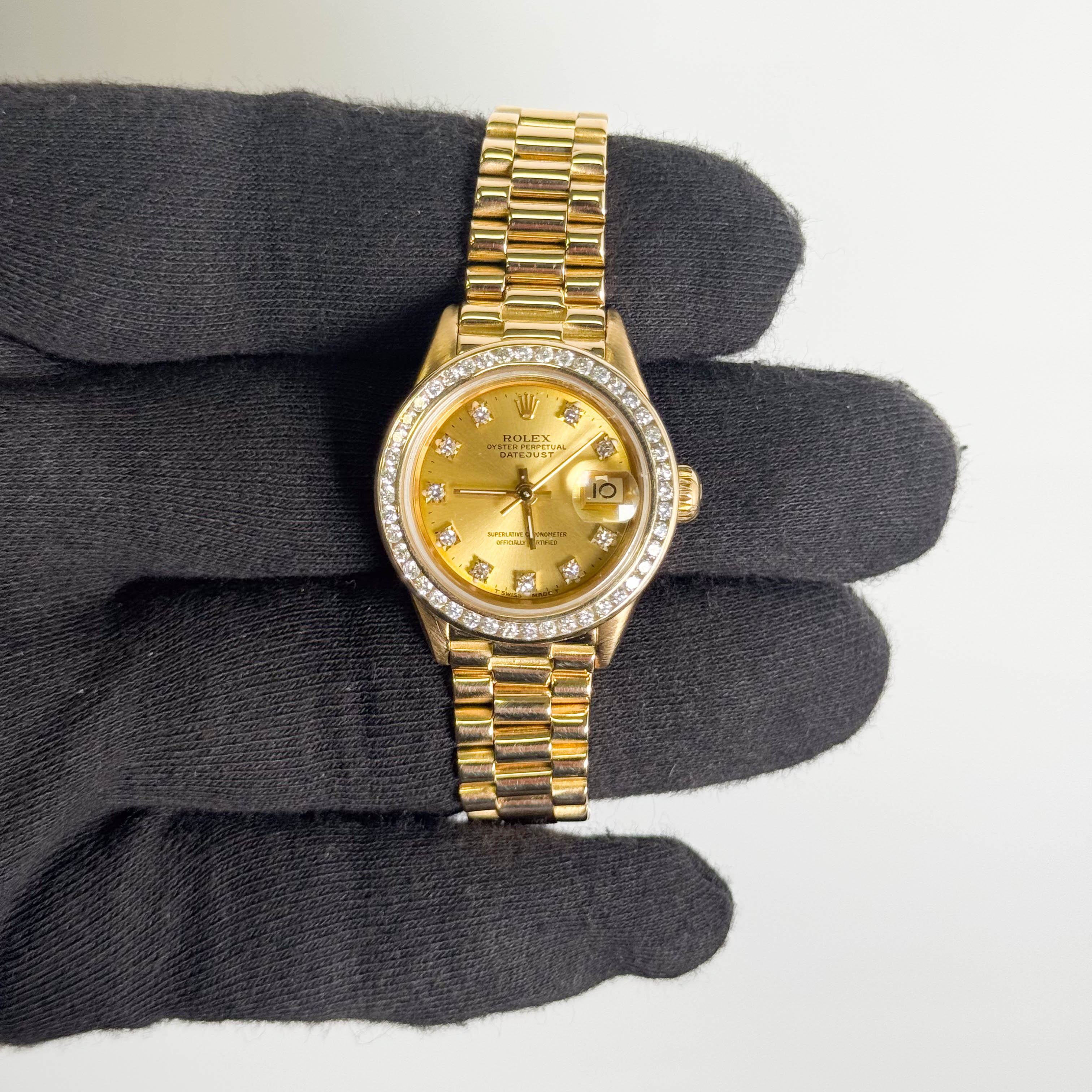 Rolex Datejust 26mm Aftermarket Champagne Diamond Dial Watch Ref# 6917