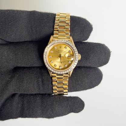 Rolex Datejust 26mm Aftermarket Champagne Diamond Dial Watch Ref# 6917