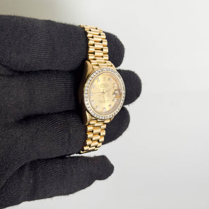 Rolex Datejust 26mm Aftermarket Champagne Diamond Dial Watch Ref# 6917