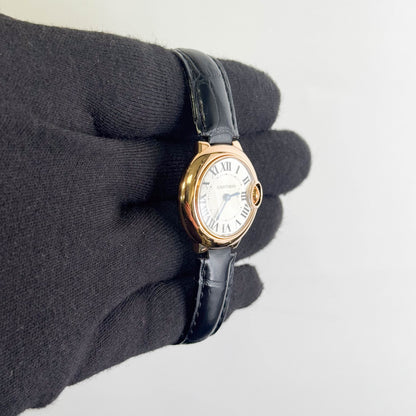 Cartier Ballon Bleu de Rose Gold 28.6mm Silver Dial Watch Ref# W6900256