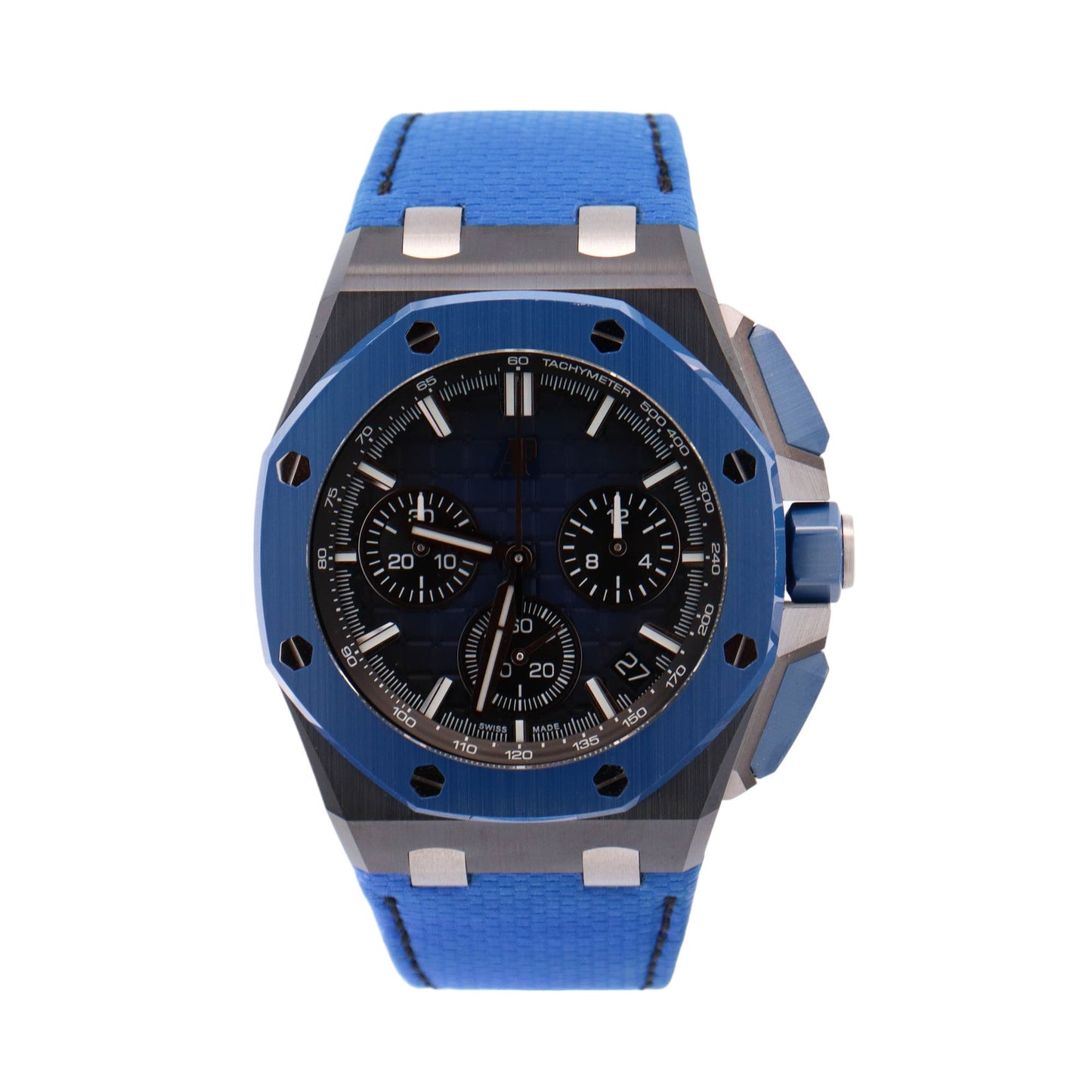 Audemars Piguet Royal Oak Offshore Ceramic 43mm Blue Chronograph Dial Watch Reference# 26420CE.OO.A043VE.01 - Happy Jewelers Fine Jewelry Lifetime Warranty