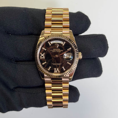 Rolex Day-Date 36mm Eisenkiesel Diamond Roman Dial Watch Ref# 128235