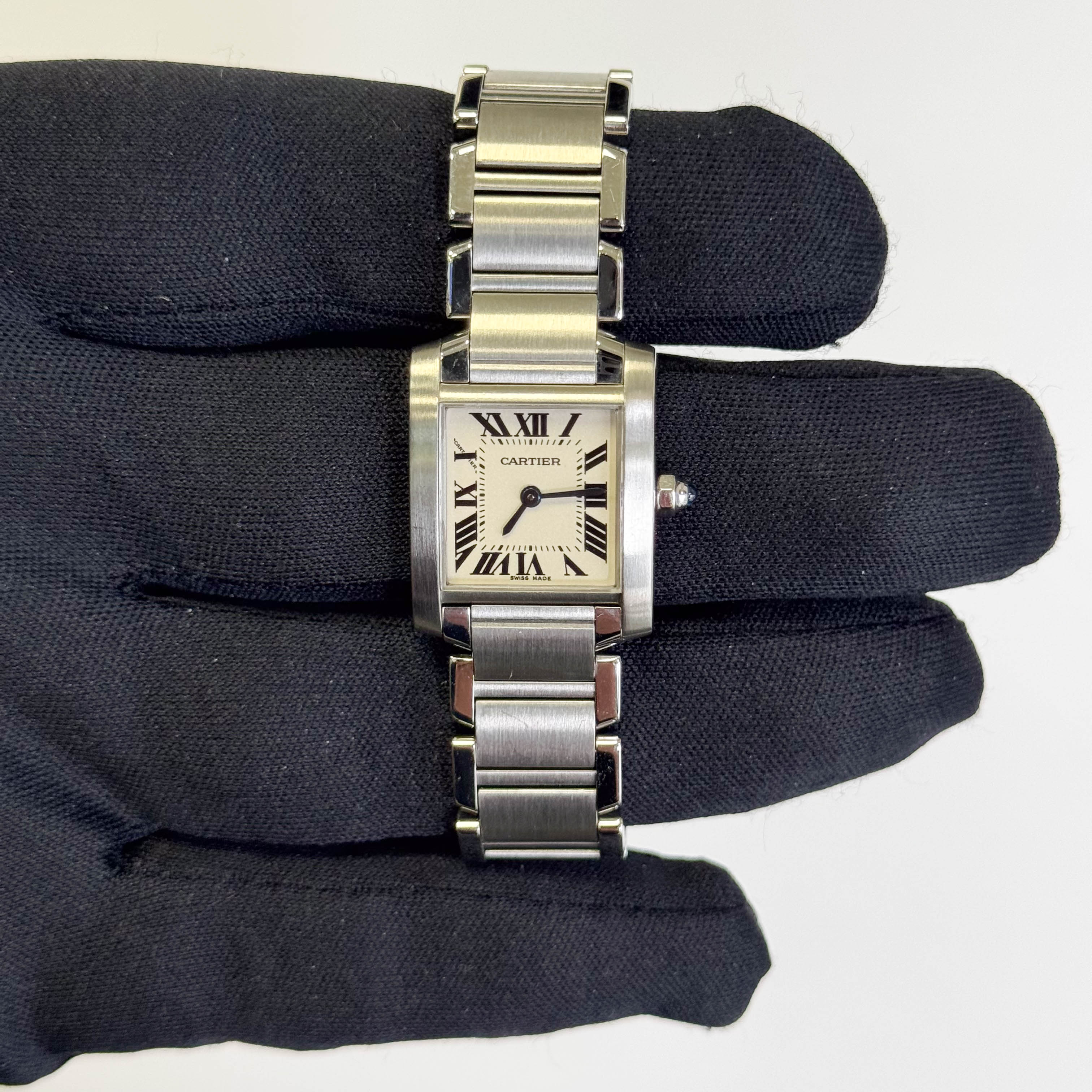 Cartier Tank Stainless Steel 20mm Ivory Dial Watch Ref# W51008Q3 - Happy Jewelers Fine Jewelry Lifetime Warranty