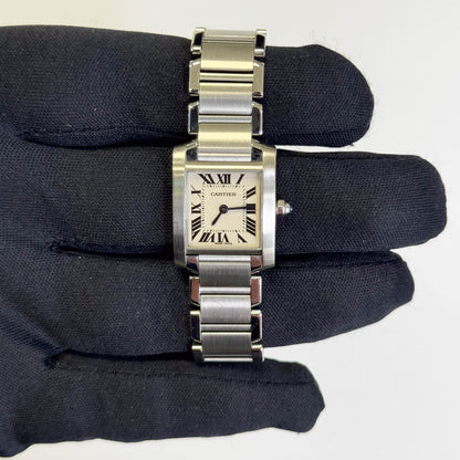 Cartier Tank Stainless Steel 20mm Ivory Dial Watch Ref# W51008Q3 - Happy Jewelers Fine Jewelry Lifetime Warranty