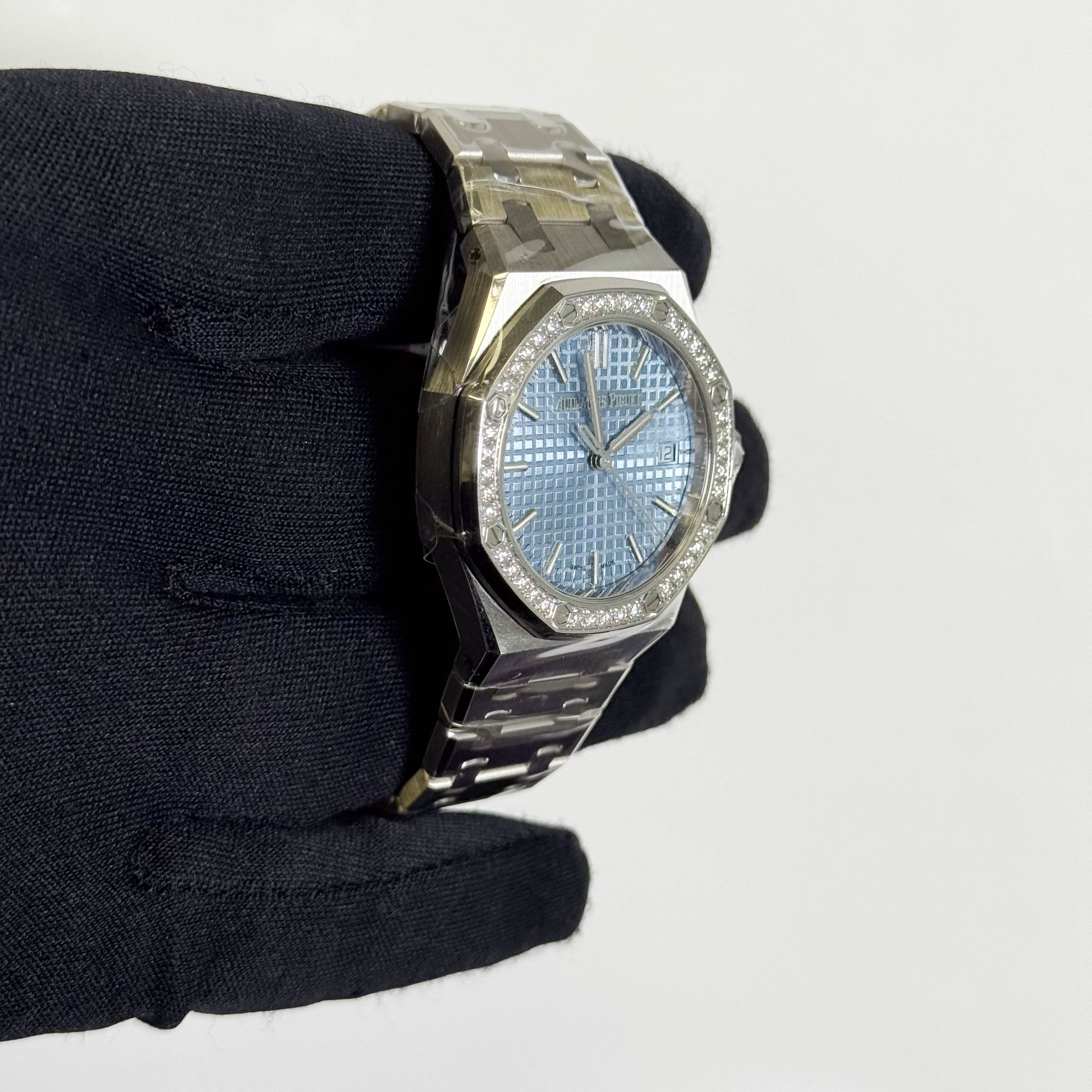 Audemars Piguet Royal Oak 34mm Ice Blue Dial Watch Ref# 77451ST.ZZ.1361ST.03 - Happy Jewelers Fine Jewelry Lifetime Warranty