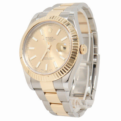 Rolex Mens Datejust Yellow Gold & Stainless Steel 41mm Champagne Stick Dial Watch Reference# 116333 - Happy Jewelers Fine Jewelry Lifetime Warranty