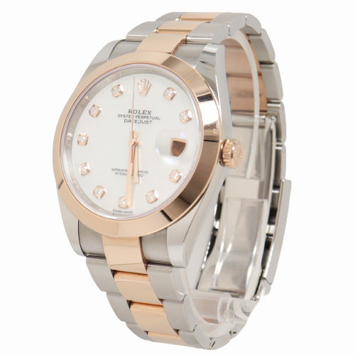 Rolex Men's Datejust Everose & Stainless Steel 41mm White MOP Diamond Dial Watch Reference# 539G80F5 - Happy Jewelers Fine Jewelry Lifetime Warranty
