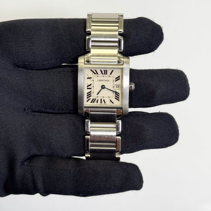 Cartier Tank Stainless Steel 25mm White/Ivory Dial Watch Ref# W51011Q3 - Happy Jewelers Fine Jewelry Lifetime Warranty