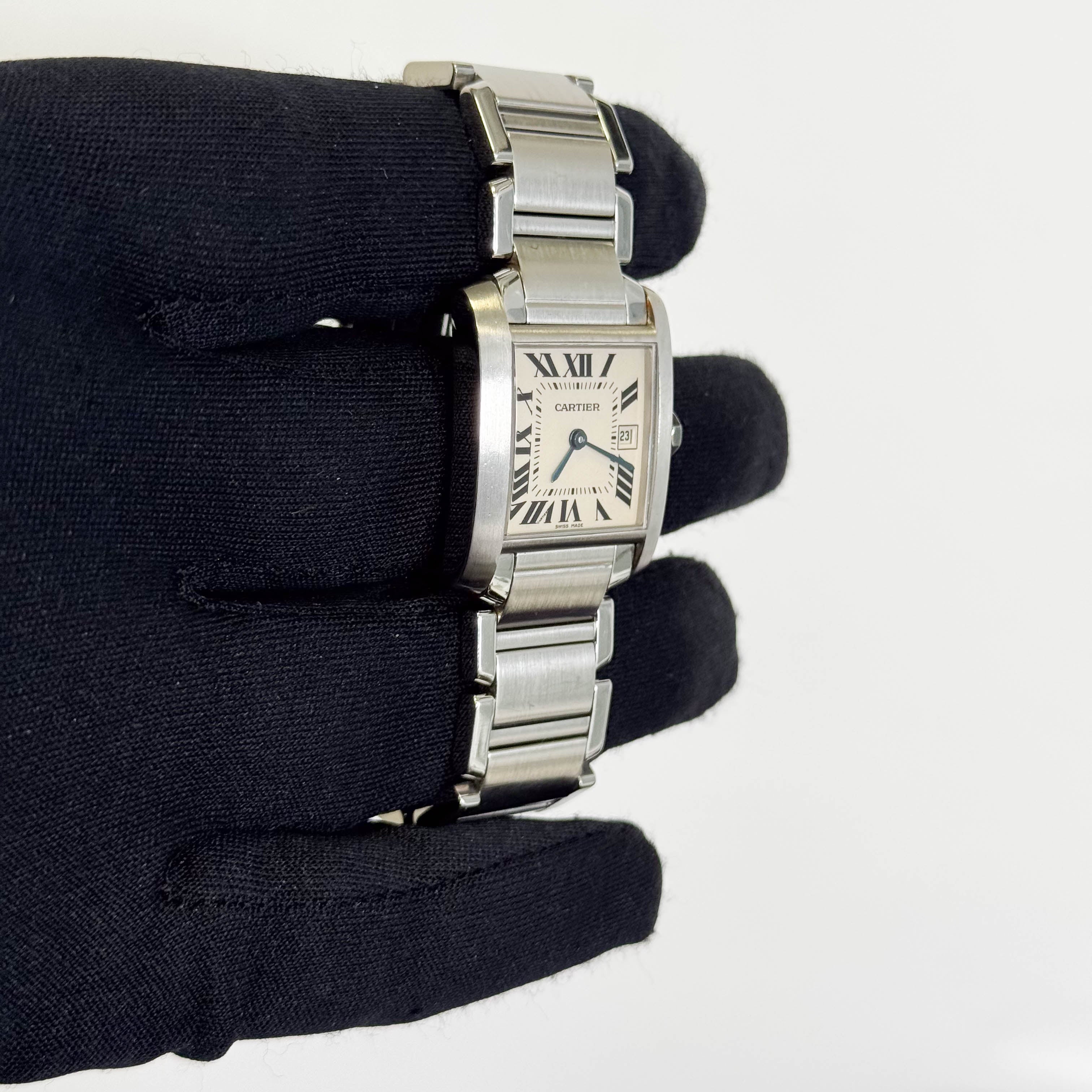 Cartier Tank Stainless Steel 25mm White/Ivory Dial Watch Ref# W51011Q3 - Happy Jewelers Fine Jewelry Lifetime Warranty
