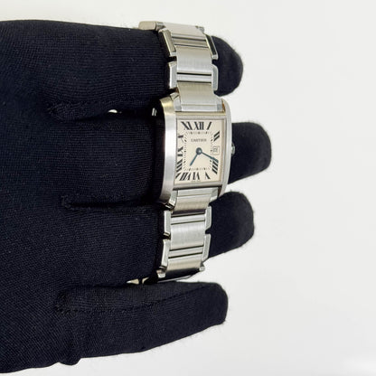 Cartier Tank Stainless Steel 25mm White/Ivory Dial Watch Ref# W51011Q3 - Happy Jewelers Fine Jewelry Lifetime Warranty
