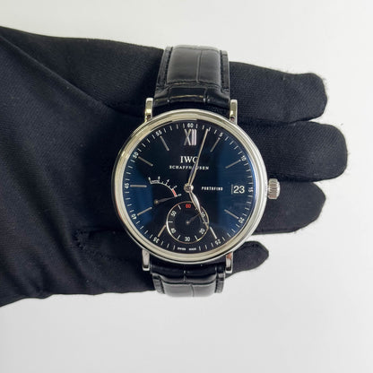 IWC Portofino Hand-Wound Eight Days 45mm Black Dial Watch Ref# IW510102 - Happy Jewelers Fine Jewelry Lifetime Warranty