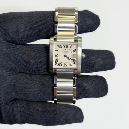 Cartier Tank Stainless Steel 25mm White/Ivory Dial Watch Ref# W51011Q3 - Happy Jewelers Fine Jewelry Lifetime Warranty