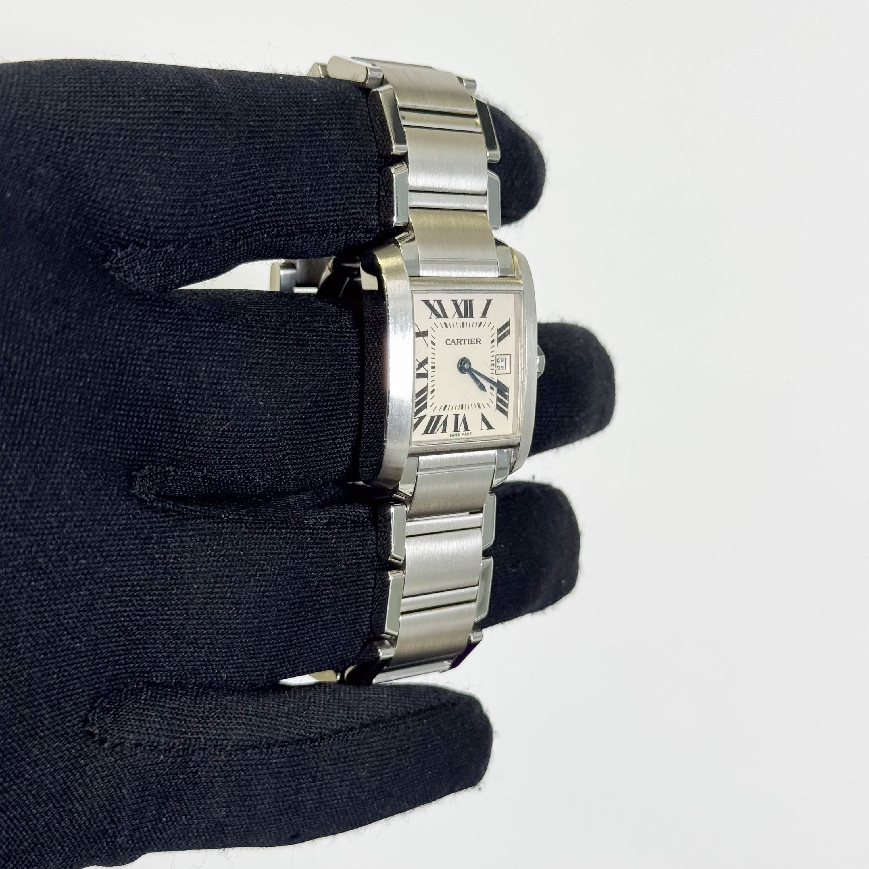 Cartier Tank Stainless Steel 25mm White/Ivory Dial Watch Ref# W51011Q3 - Happy Jewelers Fine Jewelry Lifetime Warranty