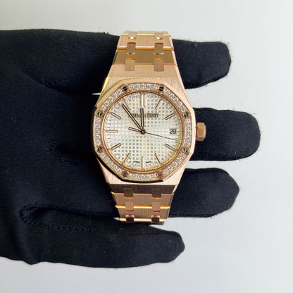 Audemars Piguet Royal Oak 37mm White Dial Watch Ref# 15551OR.ZZ.1356OR.04 - Happy Jewelers Fine Jewelry Lifetime Warranty
