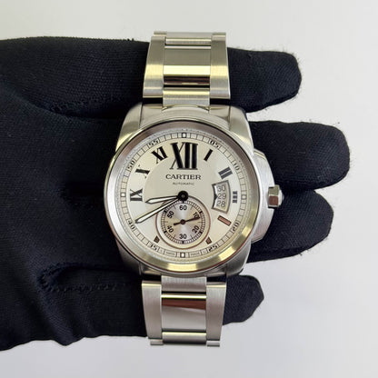 Cartier Calibre De 42mm Silver Dial Watch Ref# W7100015 - Happy Jewelers Fine Jewelry Lifetime Warranty
