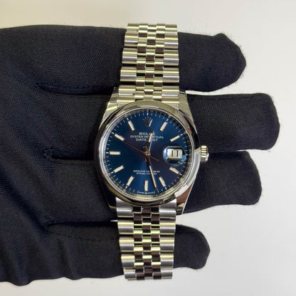 Rolex Datejust 36mm Blue Stick Dial Watch Ref# 126200