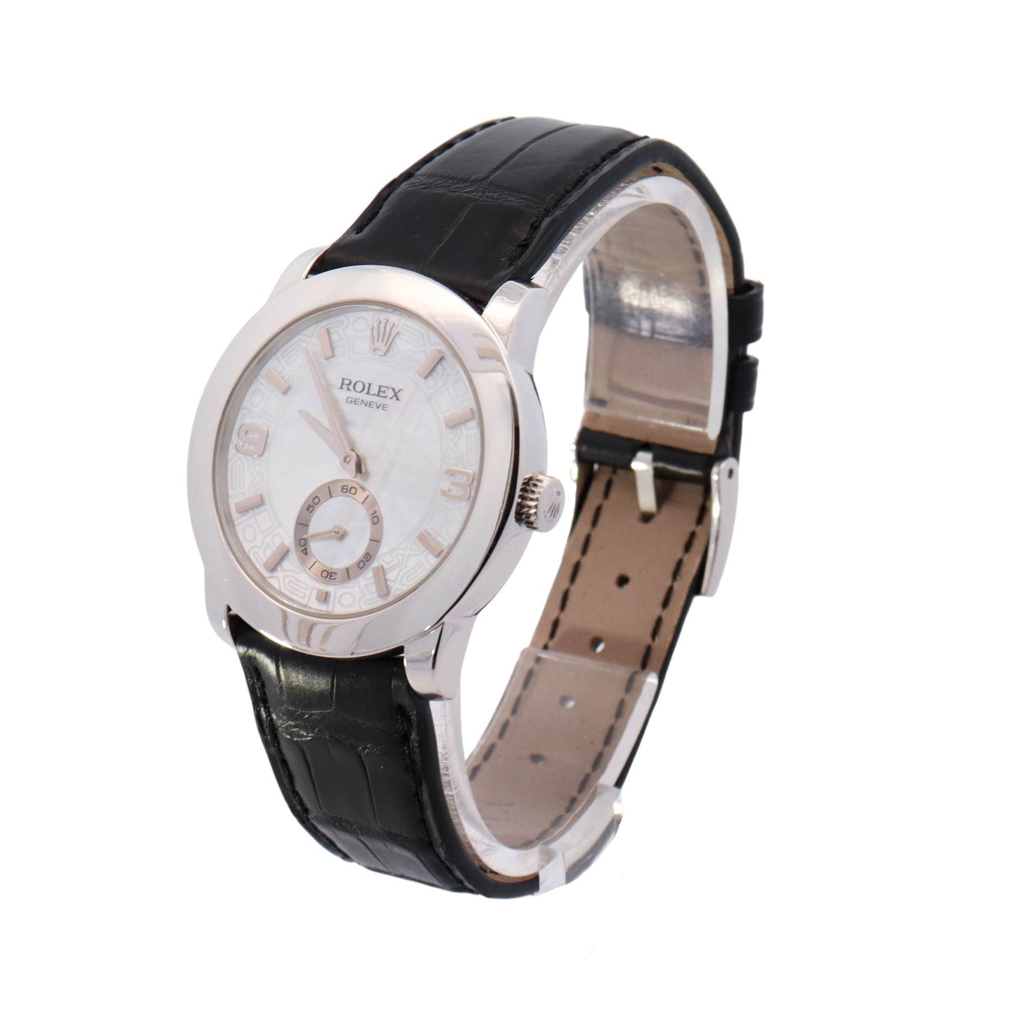 Rolex Cellini Platinum 35mm Mother Of Pearl Arabic & Stick Dial Watch Reference #: 5240 - Happy Jewelers Fine Jewelry Lifetime Warranty