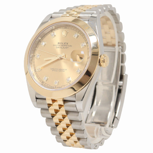 Rolex Mens Datejust Stainless Steel & Yellow Gold 41mm Champagne Diamond Dial Watch Reference# 126303 - Happy Jewelers Fine Jewelry Lifetime Warranty