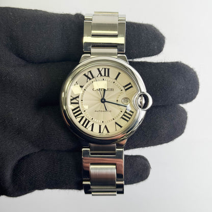 Cartier Ballon Bleu 42mm Silver Dial Watch Ref# W69012Z4