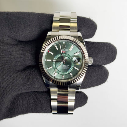 Rolex Sky-Dweller 42mm Green Dial Watch Ref# 336934