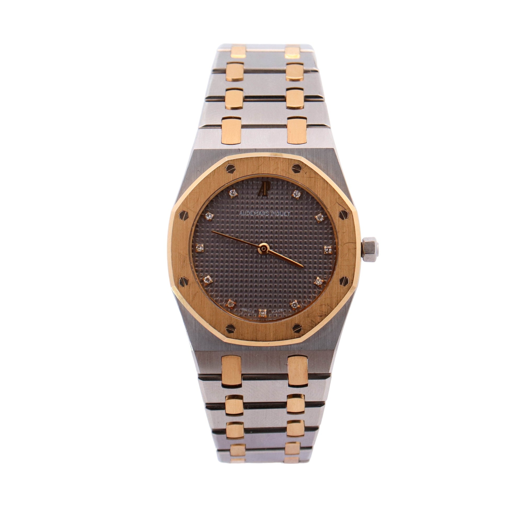 Audemars Piguet Royal Oak Quartz Two-Tone Stainless Steel & Yellow Gold 33mm Grey Diamond Dot Dial Watch Reference# 56303SA - Happy Jewelers Fine Jewelry Lifetime Warranty