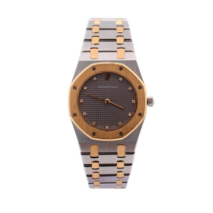 Audemars Piguet Royal Oak Quartz Two-Tone Stainless Steel & Yellow Gold 33mm Grey Diamond Dot Dial Watch Reference# 56303SA - Happy Jewelers Fine Jewelry Lifetime Warranty