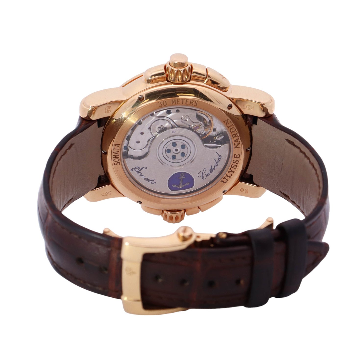 Ulysse Nardin Sonata Rose Gold 42mm Silver Dot Dial Watch Reference# 676-88 - Happy Jewelers Fine Jewelry Lifetime Warranty