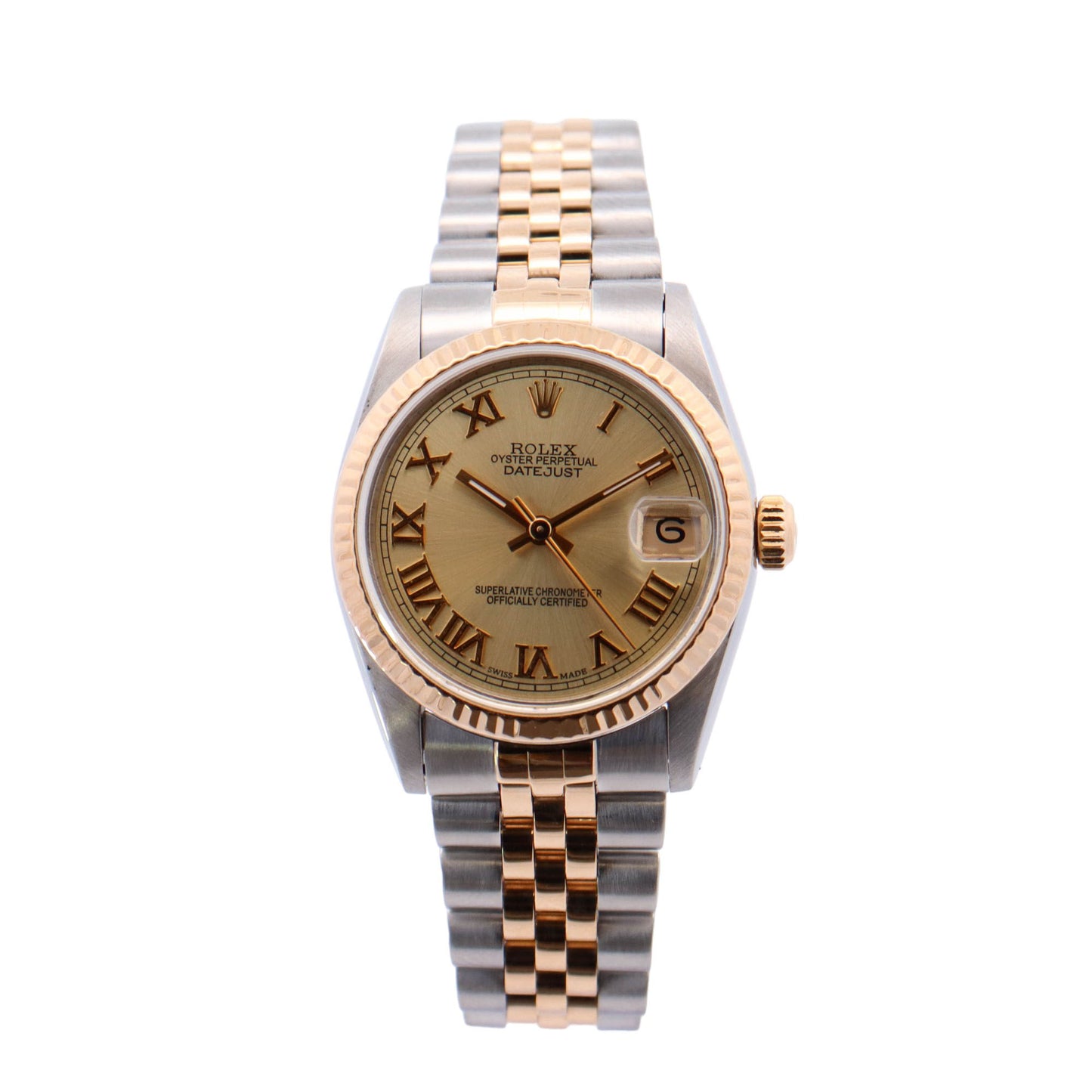 Rolex Datejust Two Tone Yellow Gold & Steel 31mm Champagne Roman Dial Watch Reference# 68273 - Happy Jewelers Fine Jewelry Lifetime Warranty