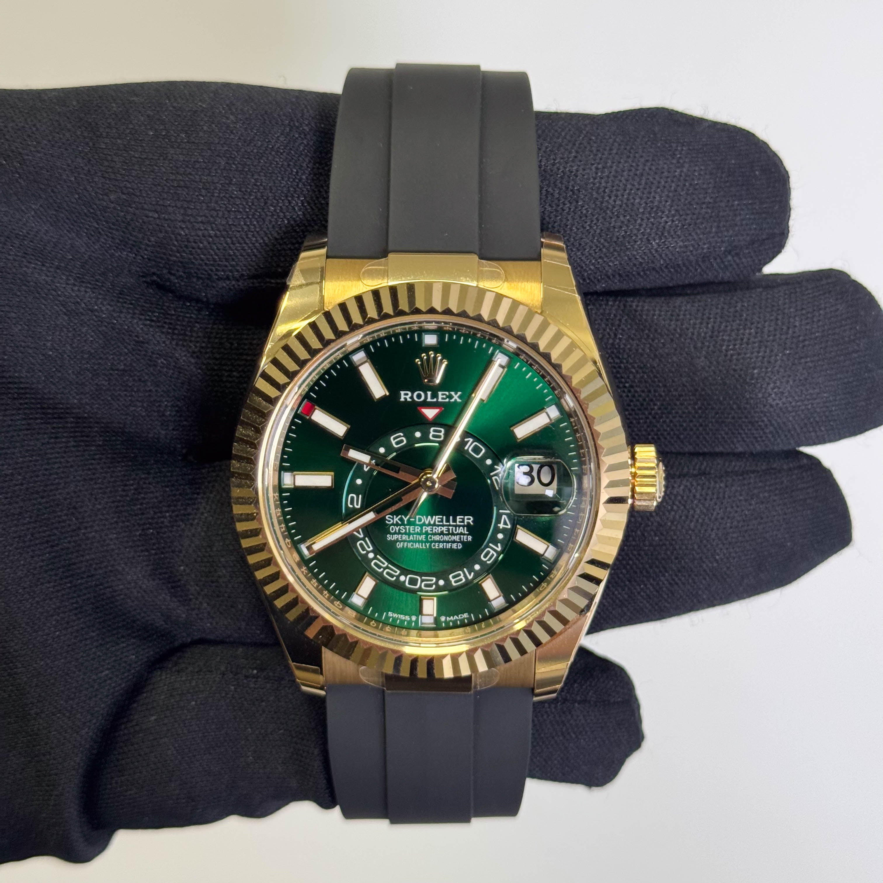 Rolex Sky-Dweller 42mm Green Dial Watch Ref# 336238 - Happy Jewelers Fine Jewelry Lifetime Warranty