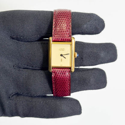 Cartier Must De Tank 23mm Goldplated Lemond Dial Watch Ref# 6055791 - Happy Jewelers Fine Jewelry Lifetime Warranty