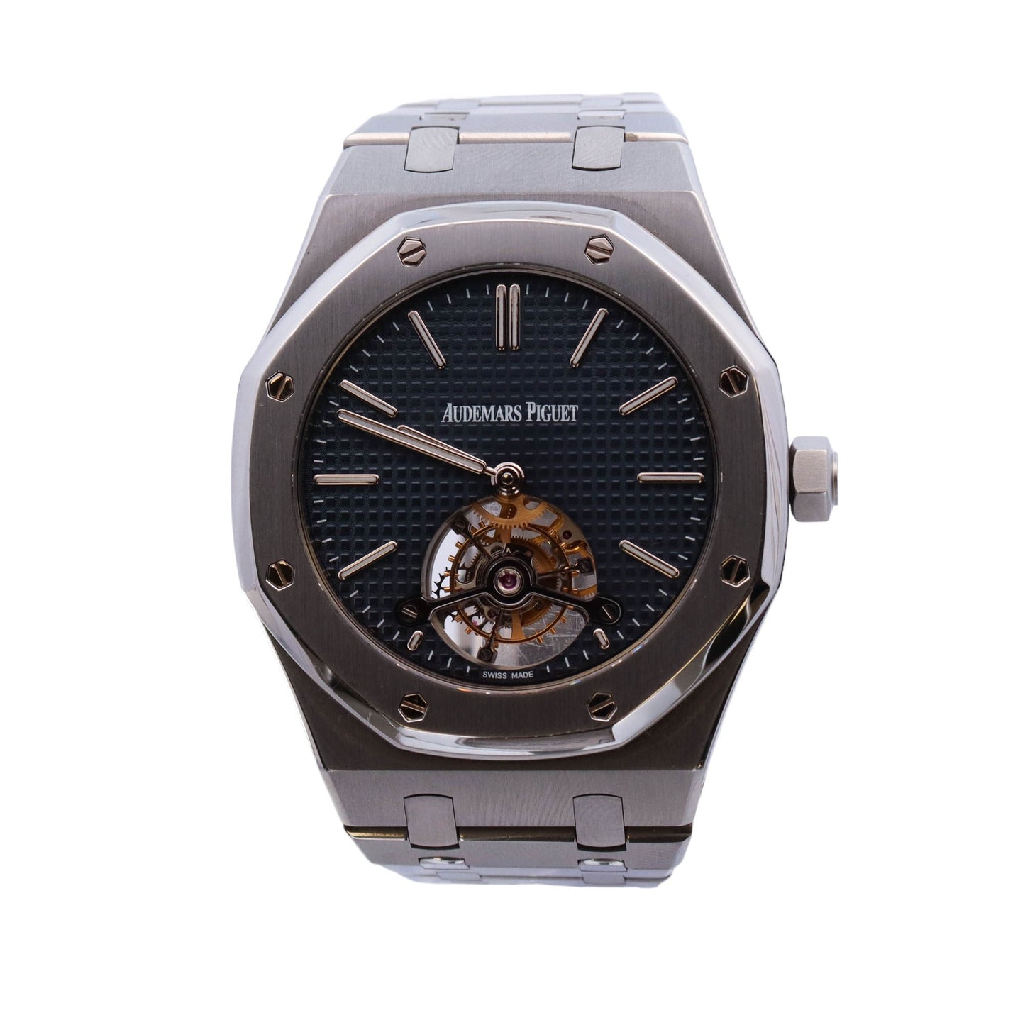 Audemars Piguet Royal Oak 41mm Stainless Steel Black Tourbillon Dial Watch Reference# 26510ST.OO.1220ST.01 - Happy Jewelers Fine Jewelry Lifetime Warranty